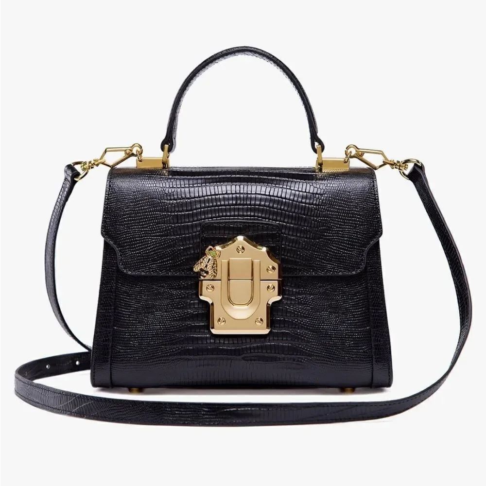 ♥️ Elegant Black L’Festin Mini Kelly Handbag, black leather with gold hardware